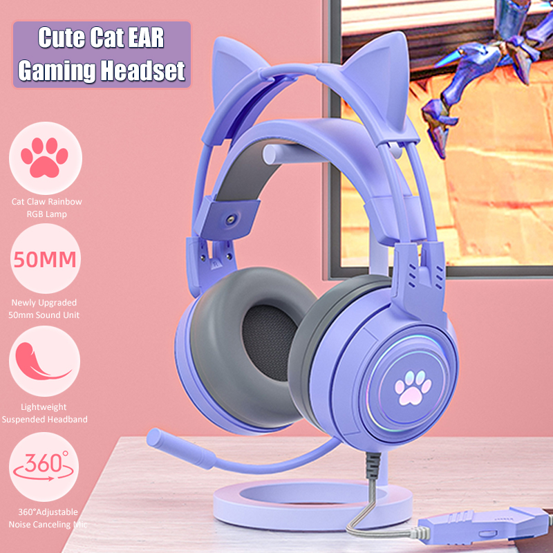 Gaming Headset Rgb - Casque de jeu d'oreille de chat