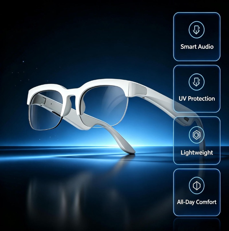 Bluetooth Headset On Ear - Lunettes de soleil traducteur IA en