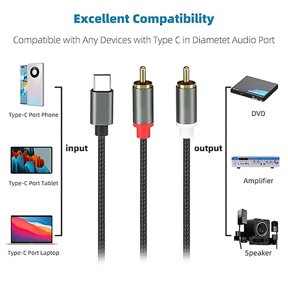 Câble Audio USB C vers 2 RCA,  - Earphone Splitter Jack avis et prix