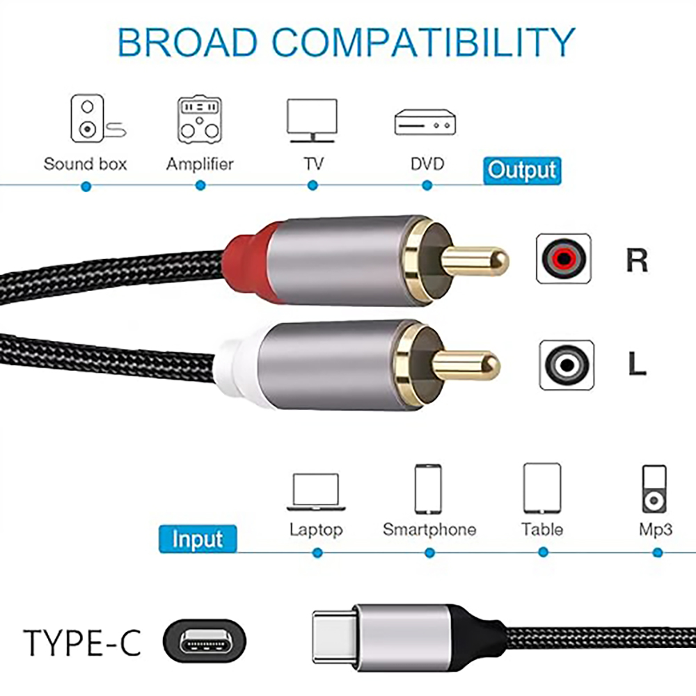Câble Audio USB C vers 2 RCA,  - Earphone Splitter Jack avis et prix